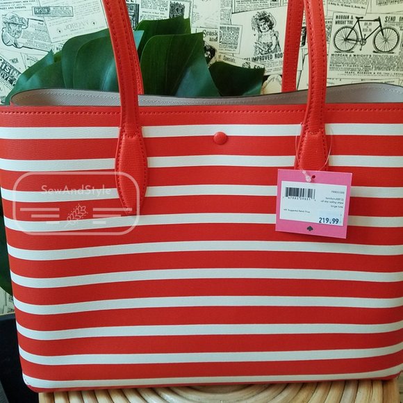TAMARILLO ALL DAY SAILING STRIPE LARGE TOTE KATE SPADE BRAND NEW OPEN TOTE - Picture 6 of 10
